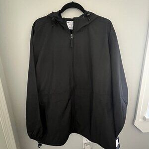 Mens Black Champion Full Zip Wind Breaker, Size XL